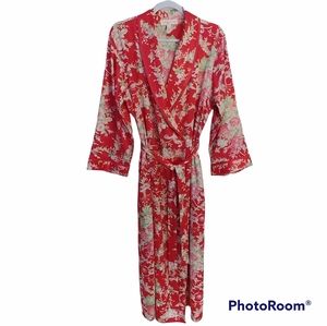 Oscar De La Renta Pink Label Long Coral Floral Robe SZ L